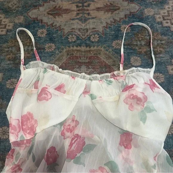 Social Tourist Asymmetrical Hem Chiffon Babydoll Top Size Medium - Picture 6 of 8